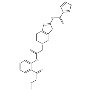 ethyl 2-(2-(2-(thiophene-3-carboxamido)-6,7-dihydrothiazolo[5,4-c]pyridin-5(4H)-yl)acetamido)benzoate结构式