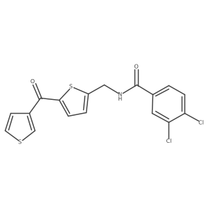 3,4-dichloro-N-((5-(thiophene-3-carbonyl)thiophen-2-yl)methyl)benzamide结构式