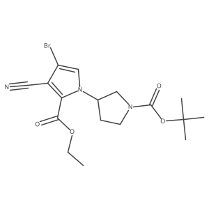 Ethyl 4-bromo-3-cyano-1-[(3R)-1-[(1,1-dimethylethoxy)carbonyl]-3-pyrrolidinyl]-1H-pyrrole-2-carboxylate结构式