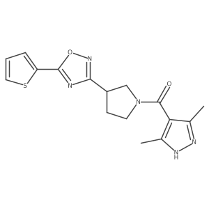 (3,5-dimethyl-1H-pyrazol-4-yl)(3-(5-(thiophen-2-yl)-1,2,4-oxadiazol-3-yl)pyrrolidin-1-yl)methanone Structure