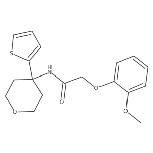 2-(2-methoxyphenoxy)-N-(4-(thiophen-2-yl)tetrahydro-2H-pyran-4-yl)acetamide结构式