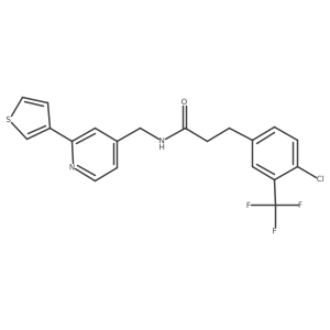 3-(4-chloro-3-(trifluoromethyl)phenyl)-N-((2-(thiophen-3-yl)pyridin-4-yl)methyl)propanamide结构式