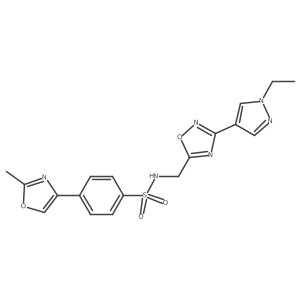 N-((3-(1-ethyl-1H-pyrazol-4-yl)-1,2,4-oxadiazol-5-yl)methyl)-4-(2-methyloxazol-4-yl)benzenesulfonamide Structure