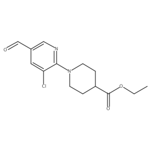 Ethyl 1-(3-chloro-5-formylpyridin-2-yl)piperidine-4-carboxylate结构式
