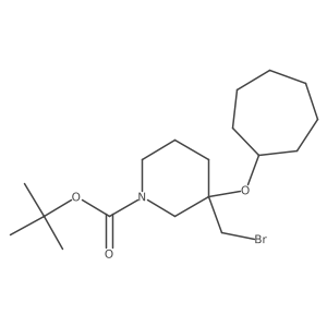 Tert-butyl 3-(bromomethyl)-3-(cycloheptyloxy)piperidine-1-carboxylate结构式