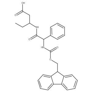 (3S)-3-[(2R)-2-({[(9H-fluoren-9-yl)methoxy]carbonyl}amino)-2-phenylacetamido]pentanoic acid结构式