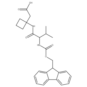 2-{1-[2-({[(9H-fluoren-9-yl)methoxy]carbonyl}amino)-3-methylbutanamido]cyclobutyl}acetic acid结构式