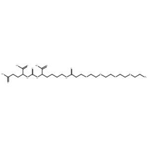 (2S)-2-[[(1S)-5-[3-[2-[2-[2-(2-aminoethoxy)ethoxy]ethoxy]ethoxy]propanoylamino]-1-carboxypentyl]carbamoylamino]pentanedioic acid Structure
