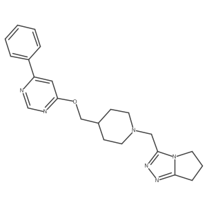 4-phenyl-6-{[1-({5H,6H,7H-pyrrolo[2,1-c][1,2,4]triazol-3-yl}methyl)piperidin-4-yl]methoxy}pyrimidine结构式