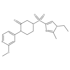 4-[(1-ethyl-2-methyl-1H-imidazol-4-yl)sulfonyl]-1-(2-methoxypyridin-4-yl)piperazin-2-one结构式
