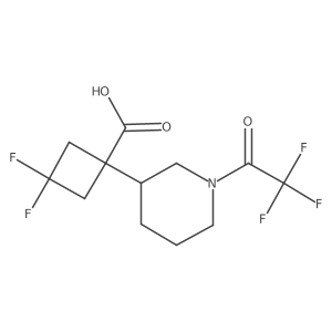 3,3-Difluoro-1-[1-(2,2,2-trifluoroacetyl)piperidin-3-yl]cyclobutane-1-carboxylic acid结构式