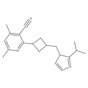 4,6-dimethyl-2-(3-{[2-(propan-2-yl)-1H-imidazol-1-yl]methyl}azetidin-1-yl)pyridine-3-carbonitrile结构式
