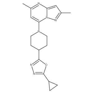 4-(5-Cyclopropyl-1,3,4-oxadiazol-2-yl)-1-{2,5-dimethylpyrazolo[1,5-a]pyrimidin-7-yl}piperidine结构式