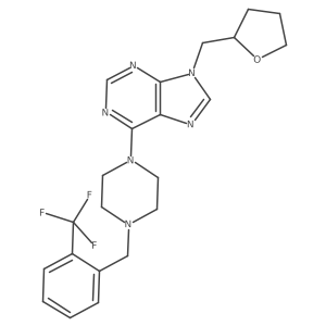 9-[(oxolan-2-yl)methyl]-6-(4-{[2-(trifluoromethyl)phenyl]methyl}piperazin-1-yl)-9H-purine结构式
