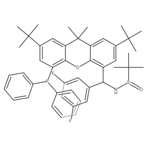 (R)-N-((S)-(2,7-DI-Tert-butyl-5-(diphenylphosphanyl)-9,9-dimethyl-9H-xanthen-4-YL)(3,5-difluorophenyl)methyl)-2-methylpropane-2-sulfinamide结构式