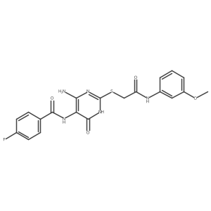 N-(4-amino-2-((2-((3-methoxyphenyl)amino)-2-oxoethyl)thio)-6-oxo-1,6-dihydropyrimidin-5-yl)-4-fluorobenzamide Structure