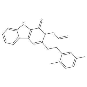 3-allyl-2-((2,5-dimethylbenzyl)thio)-3H-pyrimido[5,4-b]indol-4(5H)-one结构式