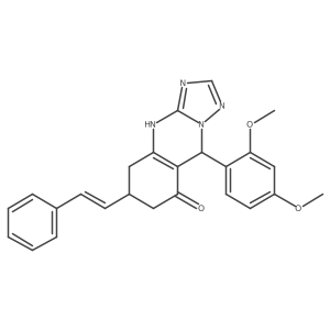 9-(2,4-dimethoxyphenyl)-6-[(E)-2-phenylethenyl]-5,6,7,9-tetrahydro[1,2,4]triazolo[5,1-b]quinazolin-8(4H)-one结构式