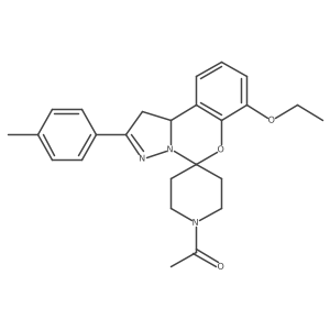 1-(7-Ethoxy-2-(p-tolyl)-1,10b-dihydrospiro[benzo[e]pyrazolo[1,5-c][1,3]oxazine-5,4'-piperidin]-1'-yl)ethanone结构式