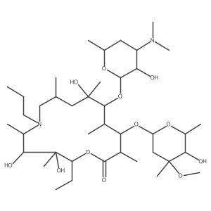 (2R,3S,4R,5R,8R,10R,11R,12S,13S,14R)-11-[(2S,3R,4S,6R)-4-(dimethylamino)-3-hydroxy-6-methyl-tetrahydropyran-2-yl]oxy-2-ethyl-3,4,10-trihydroxy-13-[(2R,4R,5S,6S)-5-hydroxy-4-methoxy-4,6-dimethyl-tetrahydropyran-2-yl]oxy-3,5,8,10,12,14-hexamethyl-6-propyl-1-oxa-6-azacyclopentadecan-15-one Structure