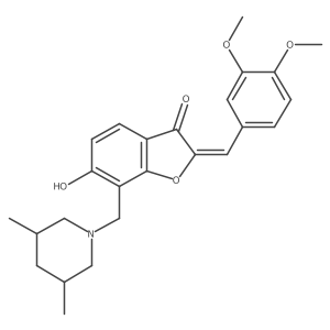 (Z)-2-(3,4-dimethoxybenzylidene)-7-((3,5-dimethylpiperidin-1-yl)methyl)-6-hydroxybenzofuran-3(2H)-one结构式