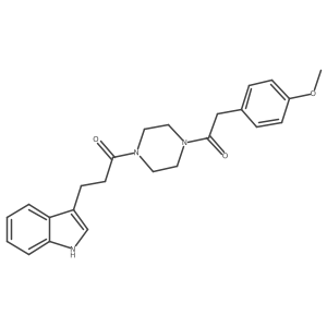 3-(1H-indol-3-yl)-1-{4-[(4-methoxyphenyl)acetyl]piperazin-1-yl}propan-1-one结构式