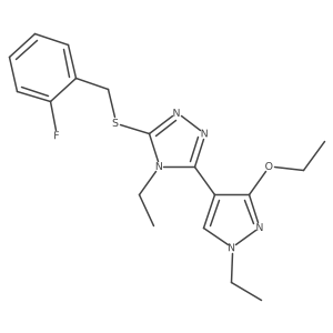 3-(3-ethoxy-1-ethyl-1H-pyrazol-4-yl)-4-ethyl-5-((2-fluorobenzyl)thio)-4H-1,2,4-triazole结构式
