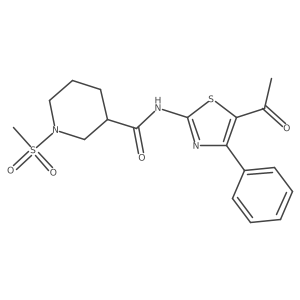 N-(5-acetyl-4-phenylthiazol-2-yl)-1-(methylsulfonyl)piperidine-3-carboxamide结构式