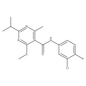 N-(3-chloro-4-fluorophenyl)-4-methyl-6-(methylsulfanyl)-2-(propan-2-yl)pyrimidine-5-carboxamide Structure