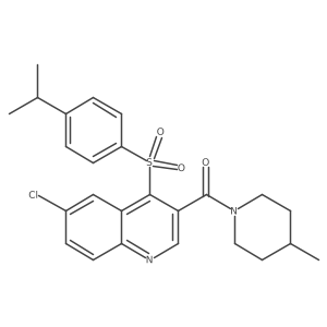 6-Chloro-4-[(4-isopropylphenyl)sulfonyl]-3-[(4-methylpiperidin-1-yl)carbonyl]quinoline结构式