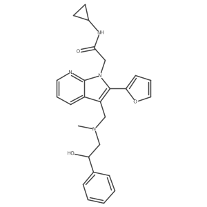 N-Cyclopropyl-2-(2-furanyl)-3-[[(2-hydroxy-2-phenylethyl)methylamino]methyl]-1H-pyrrolo[2,3-b]pyridine-1-acetamide Structure