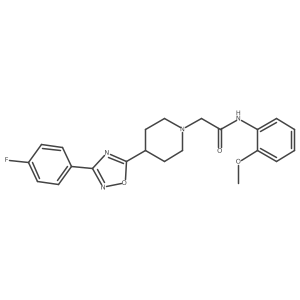 2-(4-(3-(4-fluorophenyl)-1,2,4-oxadiazol-5-yl)piperidin-1-yl)-N-(2-methoxyphenyl)acetamide结构式