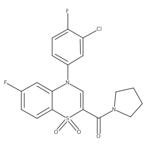 4-(3-chloro-4-fluorophenyl)-6-fluoro-2-(pyrrolidine-1-carbonyl)-4H-1lambda6,4-benzothiazine-1,1-dione结构式