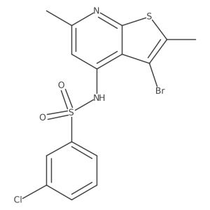 N-(3-bromo-2,6-dimethylthieno[2,3-b]pyridin-4-yl)-3-chlorobenzenesulfonamide结构式