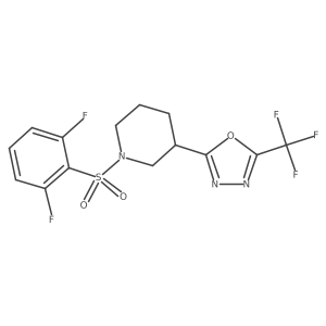 2-(1-((2,6-Difluorophenyl)sulfonyl)piperidin-3-yl)-5-(trifluoromethyl)-1,3,4-oxadiazole结构式