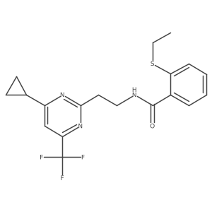 N-(2-(4-cyclopropyl-6-(trifluoromethyl)pyrimidin-2-yl)ethyl)-2-(ethylthio)benzamide结构式