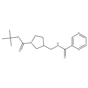 tert-Butyl 3-((pyrazine-2-carboxamido)methyl)pyrrolidine-1-carboxylate结构式