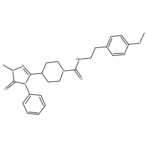 N-[2-(4-methoxyphenyl)ethyl]-4-(1-methyl-5-oxo-4-phenyl-1,2,4-triazol-3-yl)piperidine-1-carboxamide结构式