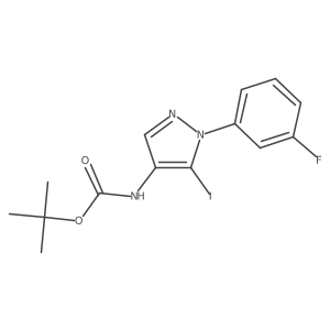 tert-butyl 1-(3-fluorophenyl)-5-iodo-1H-pyrazol-4-ylcarbamate Structure
