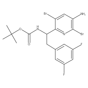 tert-Butyl (S)-(1-(5-amino-3,6-dibromopyridin-2-yl)-2-(3,5-difluorophenyl)ethyl)carbamate结构式