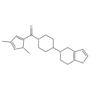 (4-(6,7-dihydrothieno[3,2-c]pyridin-5(4H)-yl)piperidin-1-yl)(1,3-dimethyl-1H-pyrazol-5-yl)methanone结构式