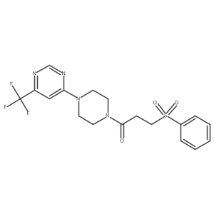 3-(Phenylsulfonyl)-1-(4-(6-(trifluoromethyl)pyrimidin-4-yl)piperazin-1-yl)propan-1-one结构式