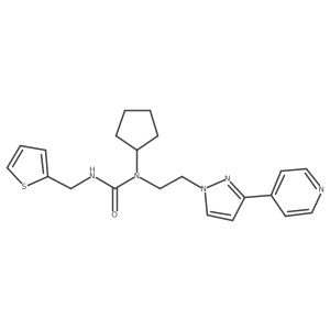 1-cyclopentyl-1-(2-(3-(pyridin-4-yl)-1H-pyrazol-1-yl)ethyl)-3-(thiophen-2-ylmethyl)urea结构式