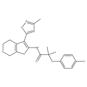 2-(4-chlorophenoxy)-2-methyl-N-(3-(3-methyl-1,2,4-oxadiazol-5-yl)-5,7-dihydro-4H-thieno[2,3-c]pyran-2-yl)propanamide Structure