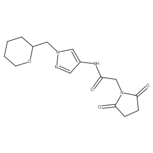 2-(2,5-dioxopyrrolidin-1-yl)-N-(1-((tetrahydro-2H-pyran-2-yl)methyl)-1H-pyrazol-4-yl)acetamide Structure
