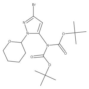 Di-tert-butyl (3-bromo-1-(tetrahydro-2H-pyran-2-yl)-1H-pyrazol-5-yl)iminodicarbonate结构式