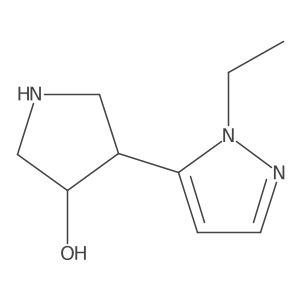 4-(1-ethyl-1H-pyrazol-5-yl)pyrrolidin-3-ol结构式