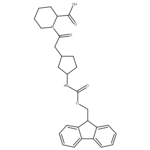 (2S)-1-{2-[(1RS,3SR)-3-({[(9H-fluoren-9-yl)methoxy]carbonyl}amino)cyclopentyl]acetyl}piperidine-2-carboxylic acid结构式