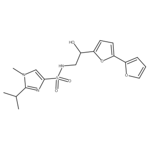 N-(2-{[2,2'-bifuran]-5-yl}-2-hydroxyethyl)-1-methyl-2-(propan-2-yl)-1H-imidazole-4-sulfonamide结构式