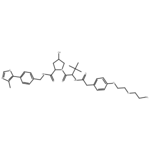 (2S,4R)-1-[(2S)-2-[[2-[4-[2-(2-aminoethoxy)ethoxy]phenyl]acetyl]amino]-3,3-dimethyl-butanoyl]-4-hydroxy-N-[[4-(4-methylthiazol-5-yl)phenyl]methyl]pyrrolidine-2-carboxamide结构式